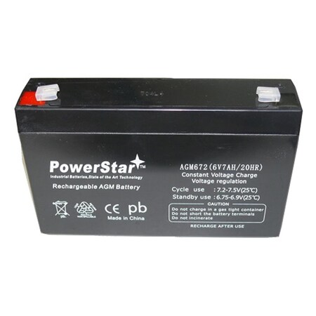 Powerstar 6V 7.0Ah SLA0925 NP7-6 PWRBC67 KB670 SLA Battery - UB670ALT22 PO46420